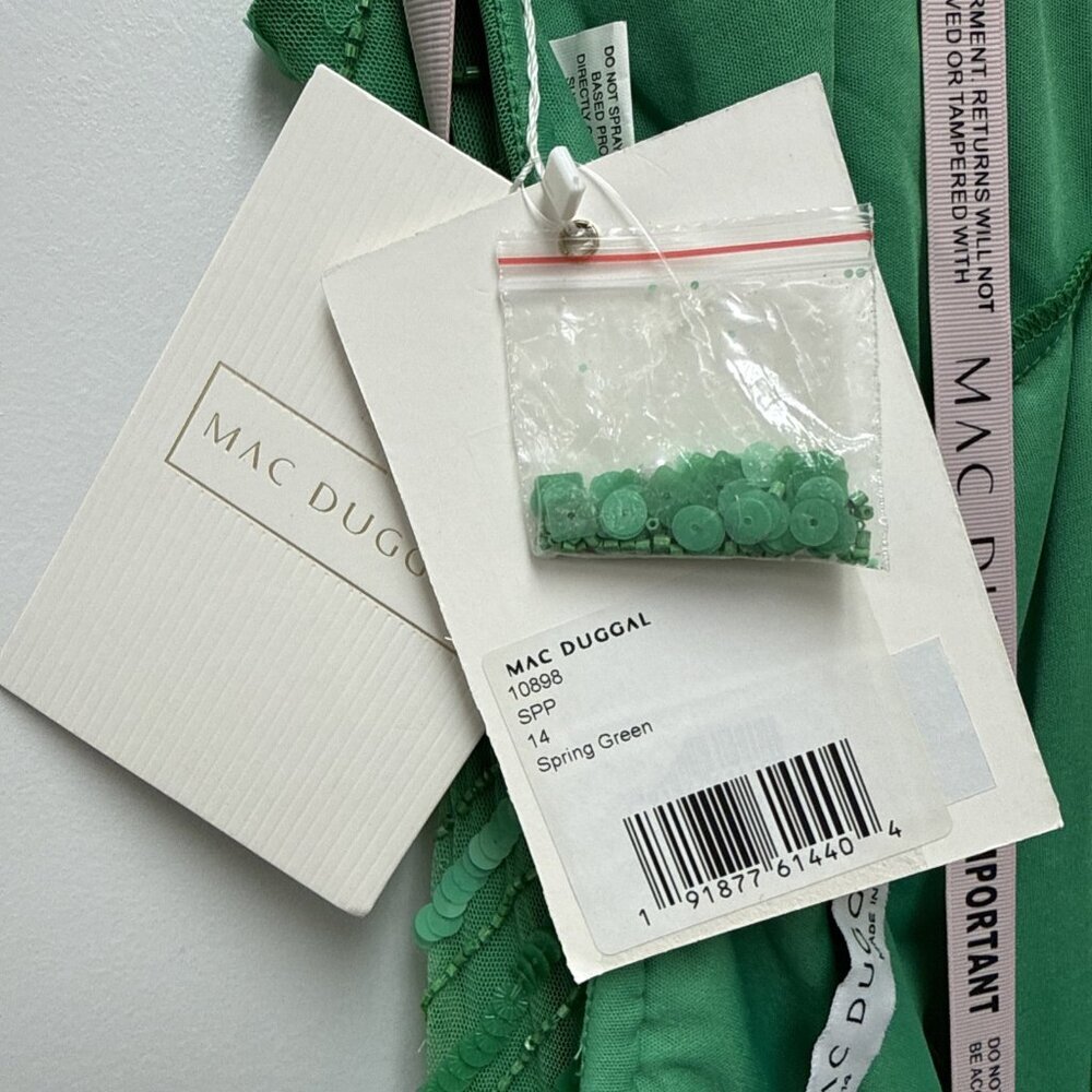 NWT Mac Duggal Size 14 Green 10898 Halter Neck Sequin Gown Dress Prom Formal NWT - Picture 11 of 12